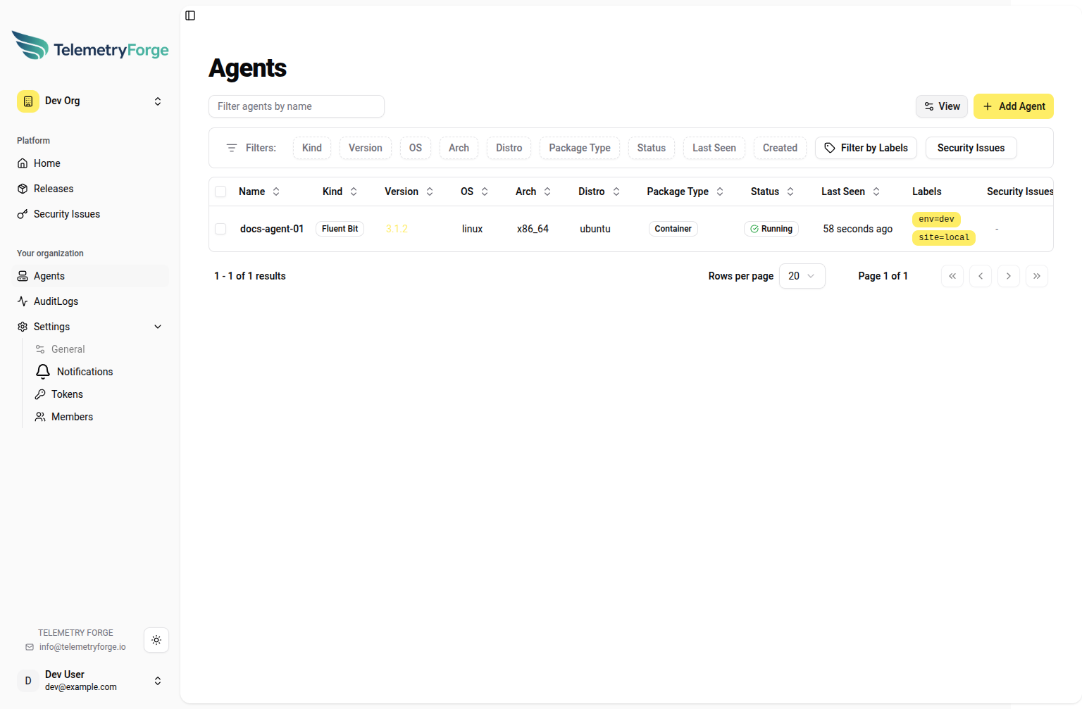 Agents list