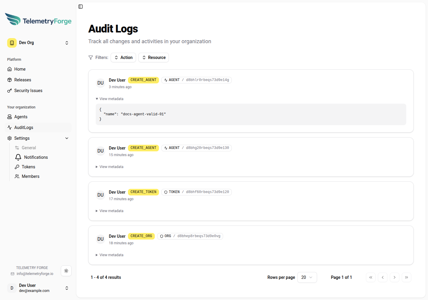 Audit log metadata expanded