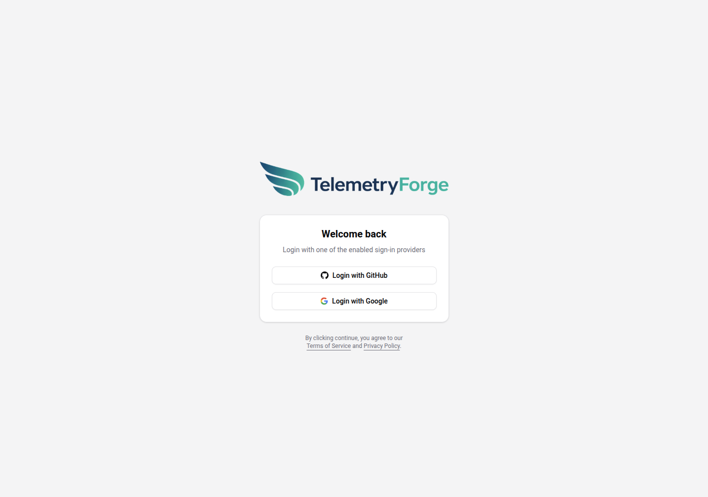 Production login page