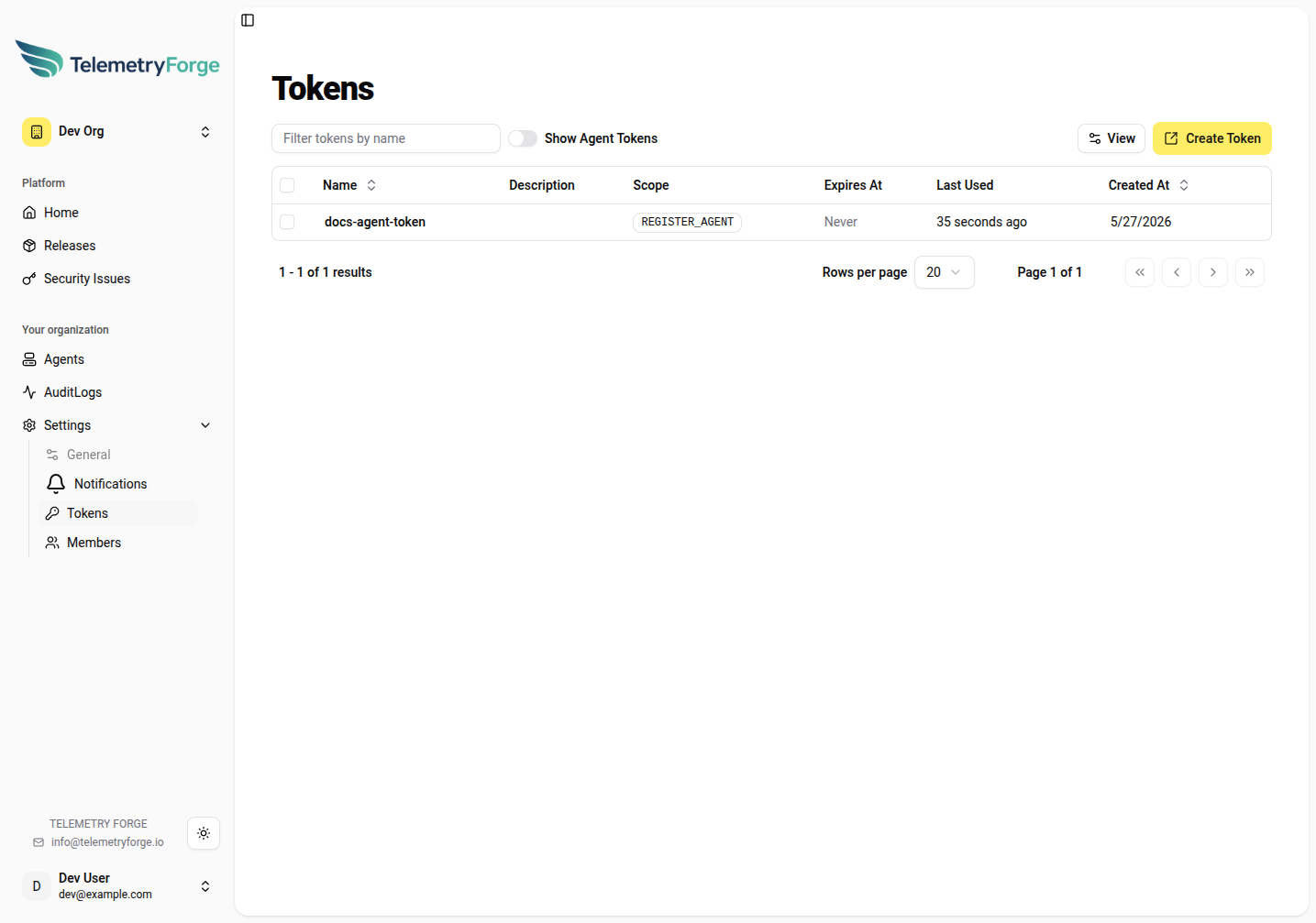 REGISTER_AGENT token in list